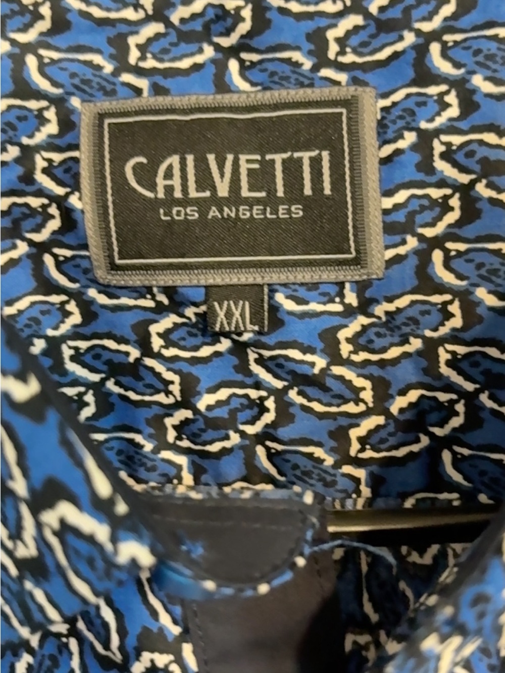 Calvetti Los Angeles Men's Geometric Long Sleeve Button-Up Pockets XXL - Picture 4 of 6